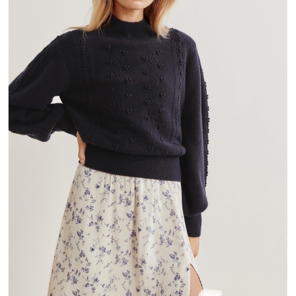 NWT Reformation Sinclair Wool Sweater in Navy Sz Medium $248